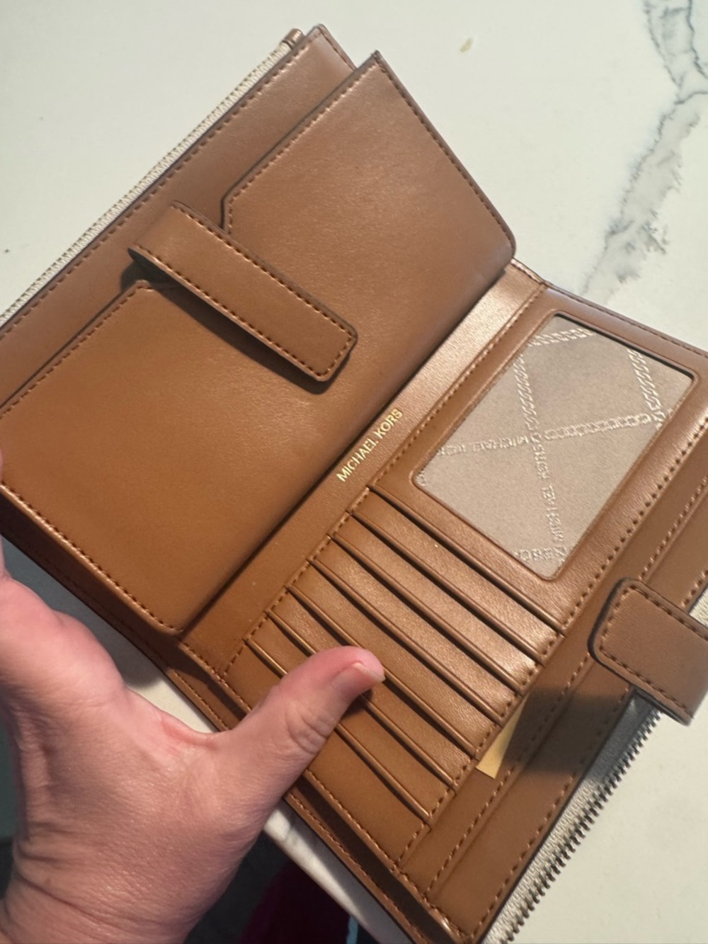 Michael Kors Beige and Brown Signature MK Wristlet - Picture 3 of 4